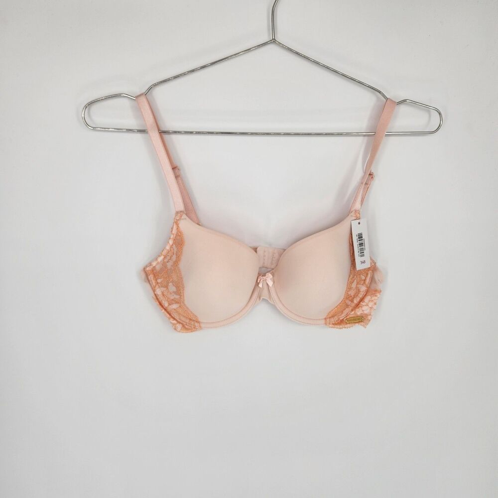 Adore Me 34B Beige Paxton Contour Full Coverage Bra Underwire Bow Lace NWT